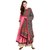 Janasya Women's Pink Digital Print Silk Anarkali Kurti With Dupatta