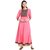 Janasya Women's Pink Digital Print Silk Anarkali Kurti With Dupatta