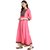 Janasya Women's Pink Digital Print Silk Anarkali Kurti With Dupatta