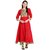 Janasya Women's Red Digital Print Poly Silk Anarkali Kurti