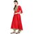 Janasya Women's Red Digital Print Poly Silk Anarkali Kurti