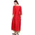 Janasya Women's Red Digital Print Poly Silk Anarkali Kurti