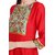Janasya Women's Red Digital Print Poly Silk Anarkali Kurti