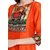 Janasya Women's Orange Digital Print Poly Silk Anarkali Kurti