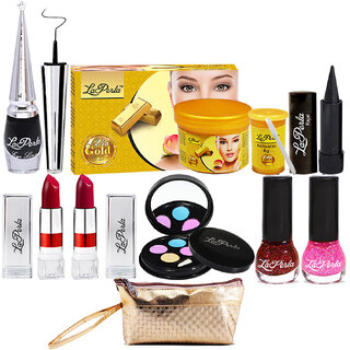 Laperla Nail to Face and Eye Makeup Combo With Makeup Pouch Set of 9 GC581-By Adbeni