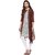 Janasya Women's Off White Foil Print Crepe Asymmetric Kurta