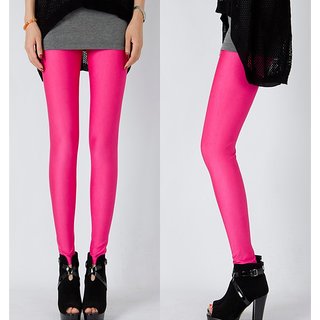 Buy Rabbi Set of 2 Pink Slim Shiny Stretch XL Silk Leggings for