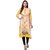 Janasya Women's Yellow Embellished Crepe A-Line Kurti