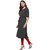 Janasya Women's Black Embellished Cotton A-Line Kurti