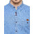 KACLHS1170 - Kuons Avenue Men's Solid Casual Denim Mandarin Collar Light Blue Shirt