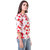 Amiable Casual Half Sleeve Floral Print Women White Red Flower Top