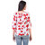 Amiable Casual Half Sleeve Floral Print Women White Red Flower Top