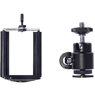 American Sia 1/4 Mini Hot Shoe Ball Head Camera Holder + Phone Holder Clap Kit for Ring Light Lamp
