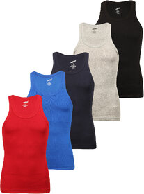 SOLO Men's Designer Cotton Color Vest Soft Stretchable Casual Sleeveless (Pack of 5)