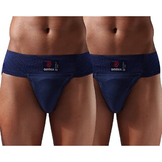 omtex Gym Supporters - Navy Blue Jockstraps - Large (Pack of 2)