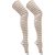 Neska Moda Women Beige Striped Cotton Thigh High Stockings STK14