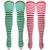 Neska Moda Women 2 Pair Multicolor Striped Cotton Thigh High Stockings STK11 and STK13
