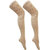 Neska Moda Women 2 Pair Black And Beige Plain Cotton Thigh High Stockings STK17 and STK18