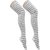 Neska Moda Women Grey Striped Cotton Thigh High Stockings STK10