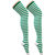 Neska Moda Women Green Striped Cotton Thigh High Stockings STK11