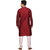 Conway Solid Red Floral Print Silk Sherwani For Mens