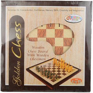 SHRIBOSSJI Golden Wooden Chess Board Premium Quality for Professionals (33 Pieces) Board Game