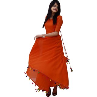 Raabta Orange Pom Pom Long dress