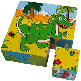 SHRIBOSSJI Colorful Wooden Block Picture Puzzle For Toddlers And Small Children (Dinosaur Theme)  (9 Pieces)