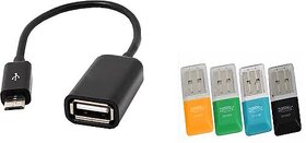 Card Reader + OTG Cable Combo (Assorted Colors)