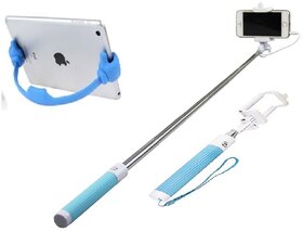 KSJ Combo of BW Selfie Stick and Ok Stand for Smartphones (Assorted Colors)