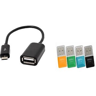 Card Reader + OTG Cable Combo (Assorted Colors)