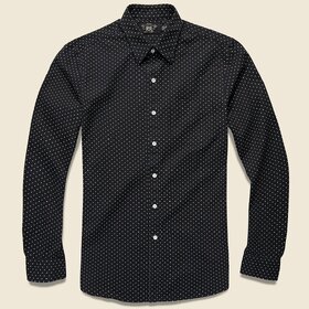 Tom T Men's Dot Black Casual Shirt