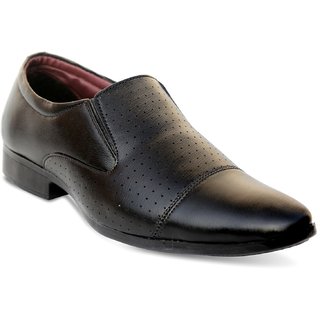 Axonza Men s Black Synthetic leather Slip On Formal Shoes