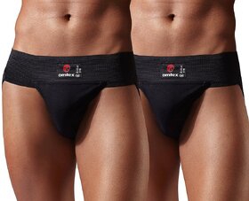 Omtex Gym Supporters - Black Jockstraps - Large (Pack Of 2)