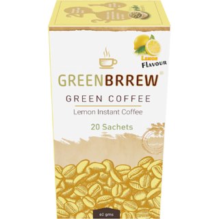 Greenbrrew Instant Green Coffee Lemon Flavour Weight Loss - 20sachets 60g