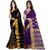 Bhuwal Fashion Purple  Black Polycotton Embroidered Saree With Blouse