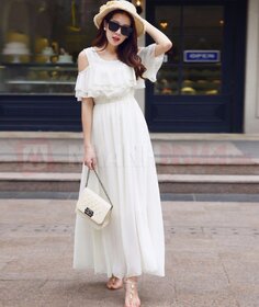 Raabta White Off Shoulder Long Dress