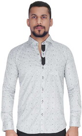 Wood Printed Design on White  with Grey Design Shirt By Corporate Club