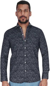 Navy with Bluish Grey Print Shirt By Corporate Club