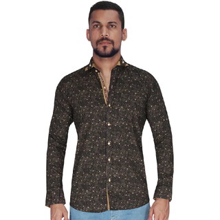                       Black with Golden Print Shirt By Corporate Club                                              