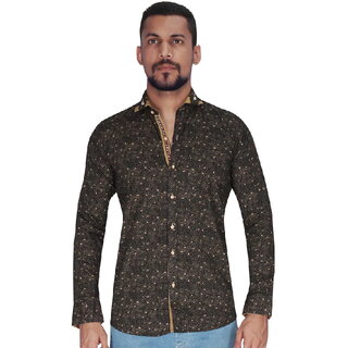 Black with Golden Print Shirt By Corporate Club