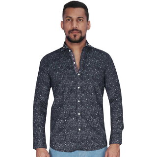 Navy with Bluish Grey Print Shirt By Corporate Club