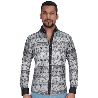 Panel Print Design in Grey  Black Color Shirt By Corporate Club