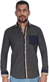 Black Ground with Golden Dot Print Shirt By Corporate Club