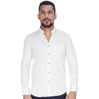                       White Ground with Navy Print and Dot Shirt By Corporate Club.                                              