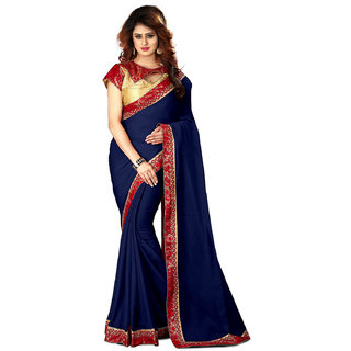 Butter Silk Fashion Blue Chiffon Wedding Saree With Blouse