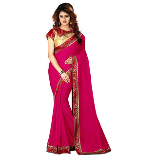 Gurukrupa Digital Pink Chiffon Wedding Saree With Blouse