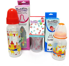 Combo Set of 3 Baby Feeding Bottle Print and Spoon Feeding Bottle