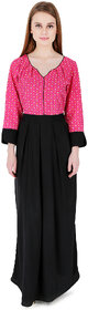ELYWOMEN Casual 3/4Sleeve Pink Crepe Maxi Dress