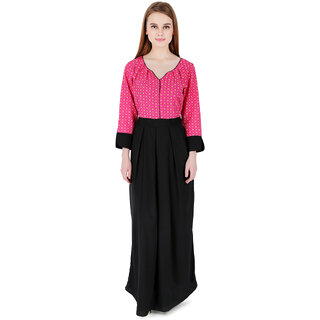                       ELYWOMEN Casual 3/4Sleeve Pink Crepe Maxi Dress                                              